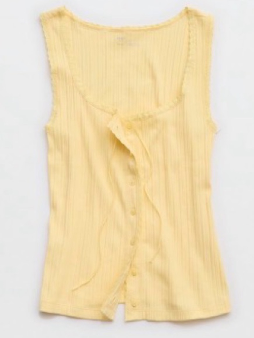 aerie Yellow Ribbed Button-Front Tank Camisole